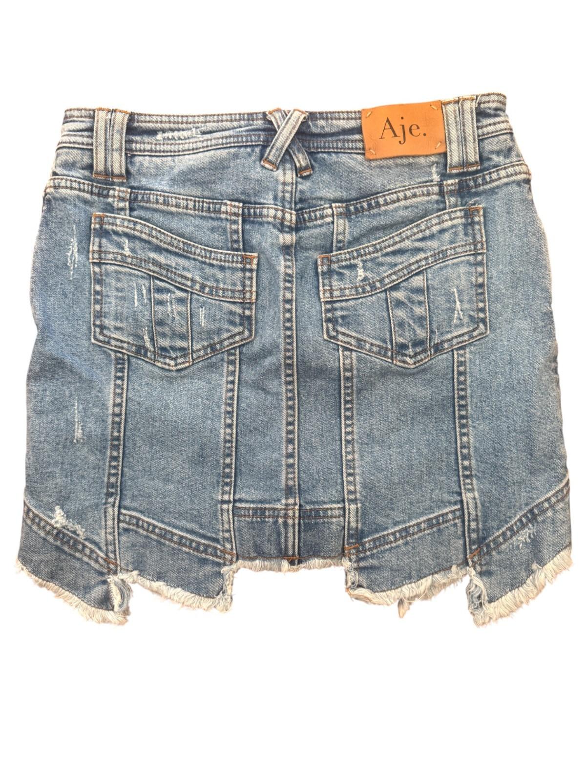 Aje. Crawford Denim Mini Skirt | Sz 12, Distressed, Stretch, As New, High Waist