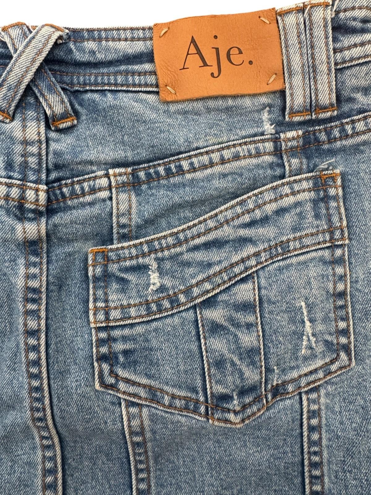 Aje. Crawford Denim Mini Skirt | Sz 12, Distressed, Stretch, As New, High Waist