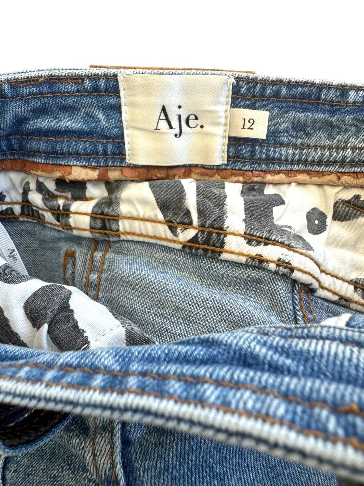 Aje. Crawford Denim Mini Skirt | Sz 12, Distressed, Stretch, As New, High Waist
