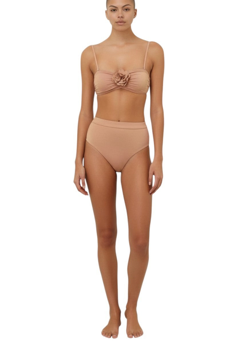 Zimmermann Everly Metallic Bikini Top | Bandeau, Flower, Strapless/With Straps