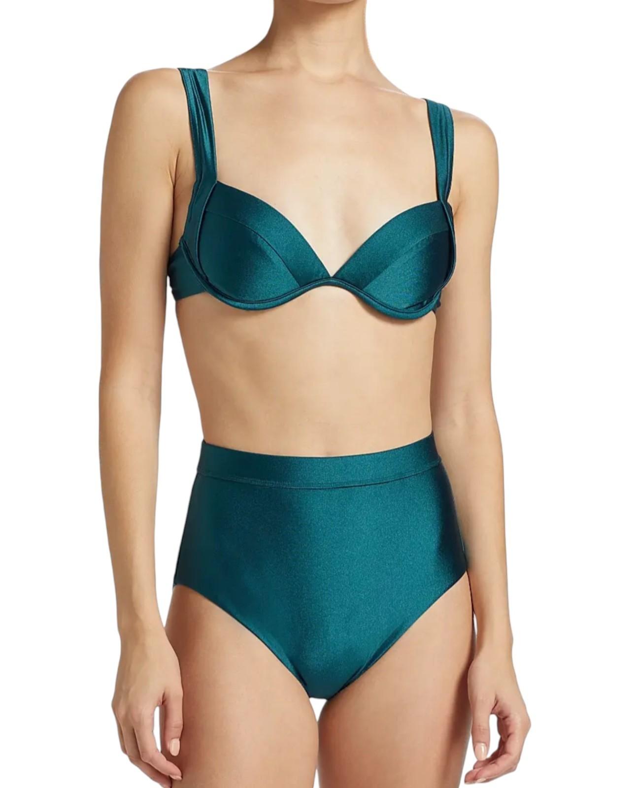 Zimmermann Acacia Underwire Bikini |Teal/Green/Blue, High Rise, Adjustable Strap