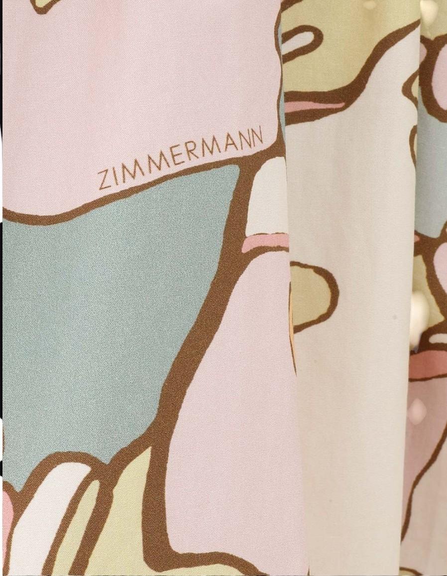 Zimmermann Maxine Mini Dress | Pink Kaleidoscope Floral Print, Poplin Cotton