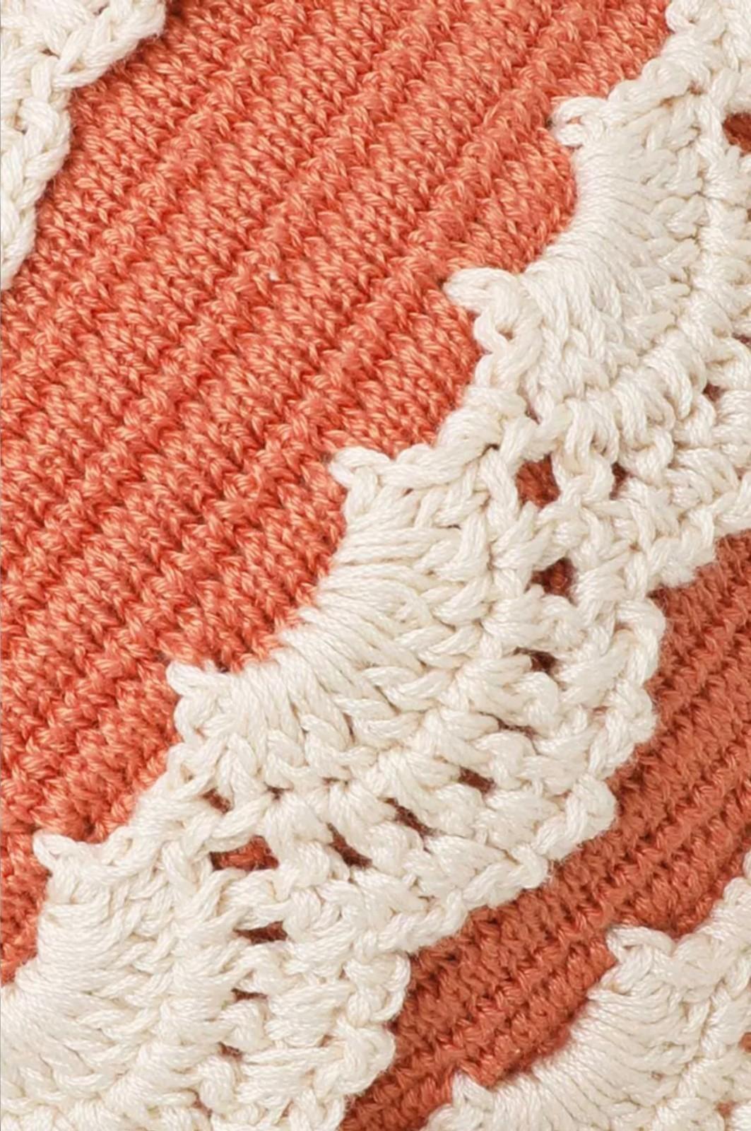 Zimmermann Wylie Knit Tri Bikini | Coral/Cream, Knitted, Triangle, Low Rise, Tie