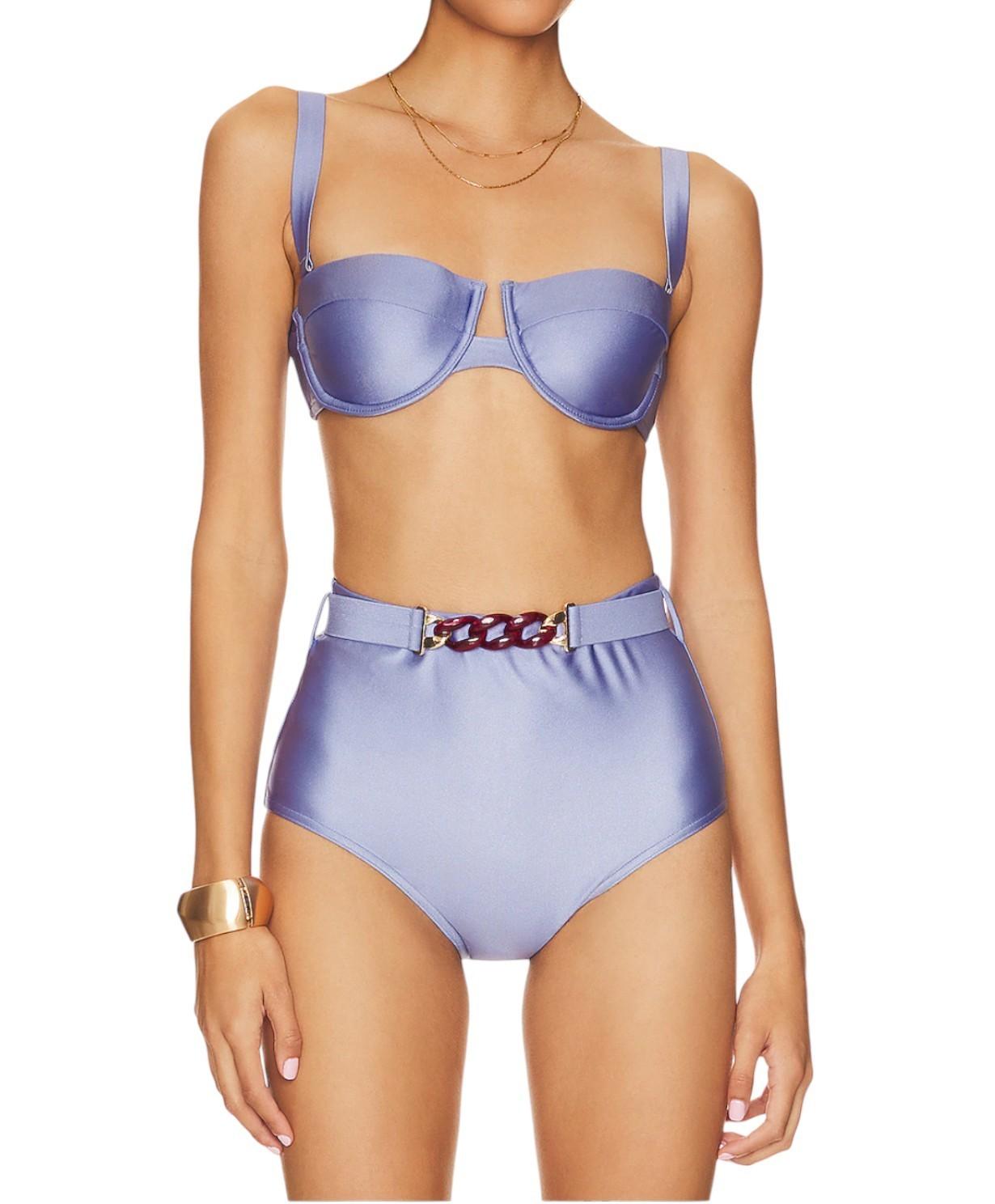 Zimmermann Cira Balconette Bra | Bikini Top, Underwire, Blue, Detachable Straps