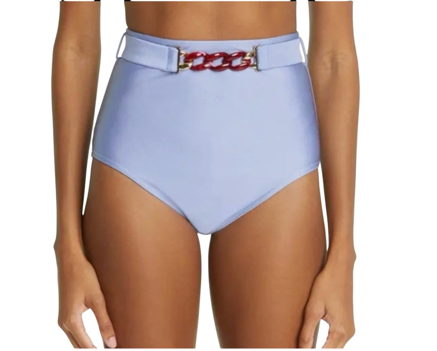 Zimmermann Cira Chain Belt High Waisted Pant | Bikini Bottoms, Baby Blue, Chain