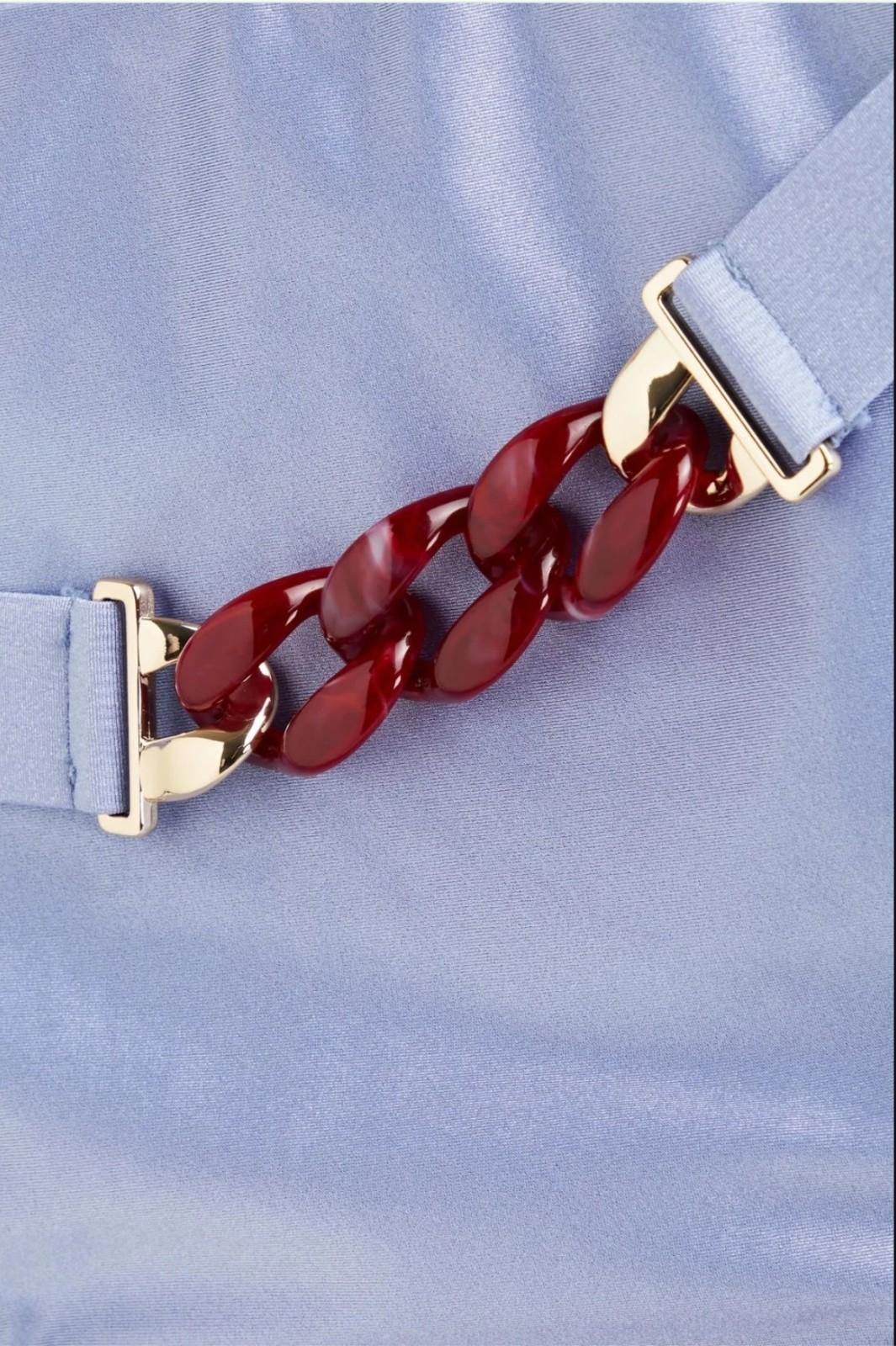 Zimmermann Cira Chain Belt High Waisted Pant | Bikini Bottoms, Baby Blue, Chain