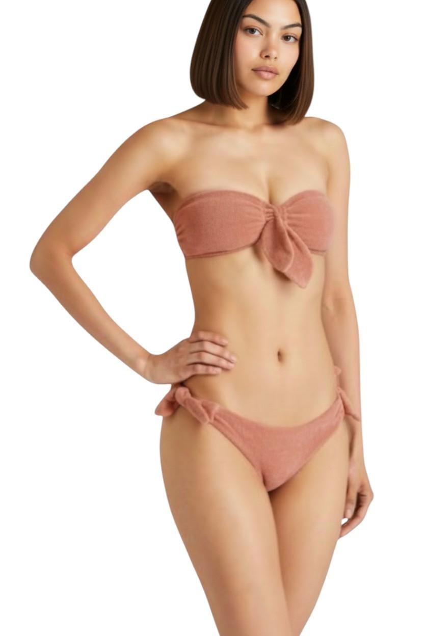 Zimmermann Devi Terry Tie Bikini | Bandeau, Low Rise, Terry Cloth, Halter Strap