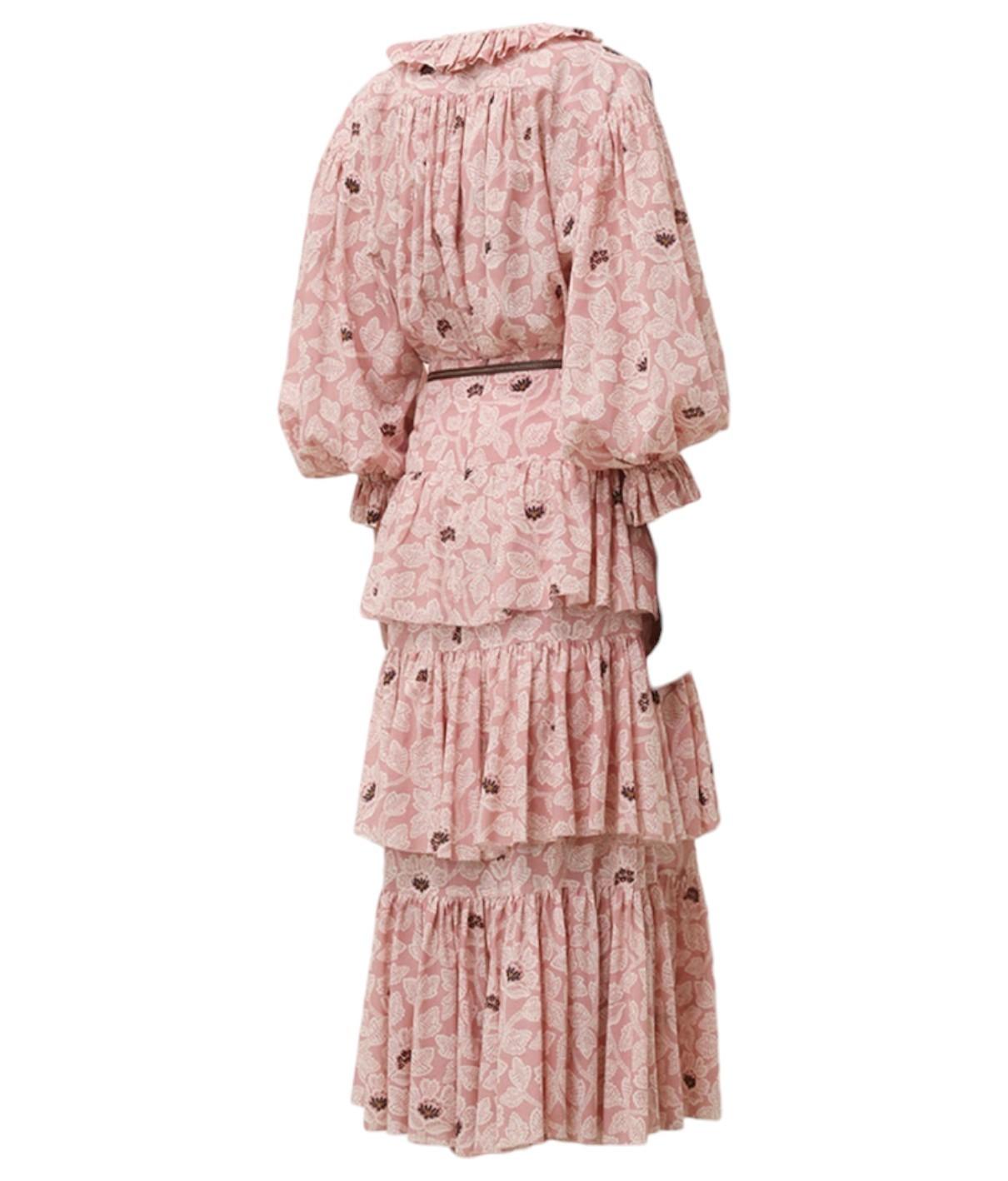 Pink floral dress with a hood on a white background