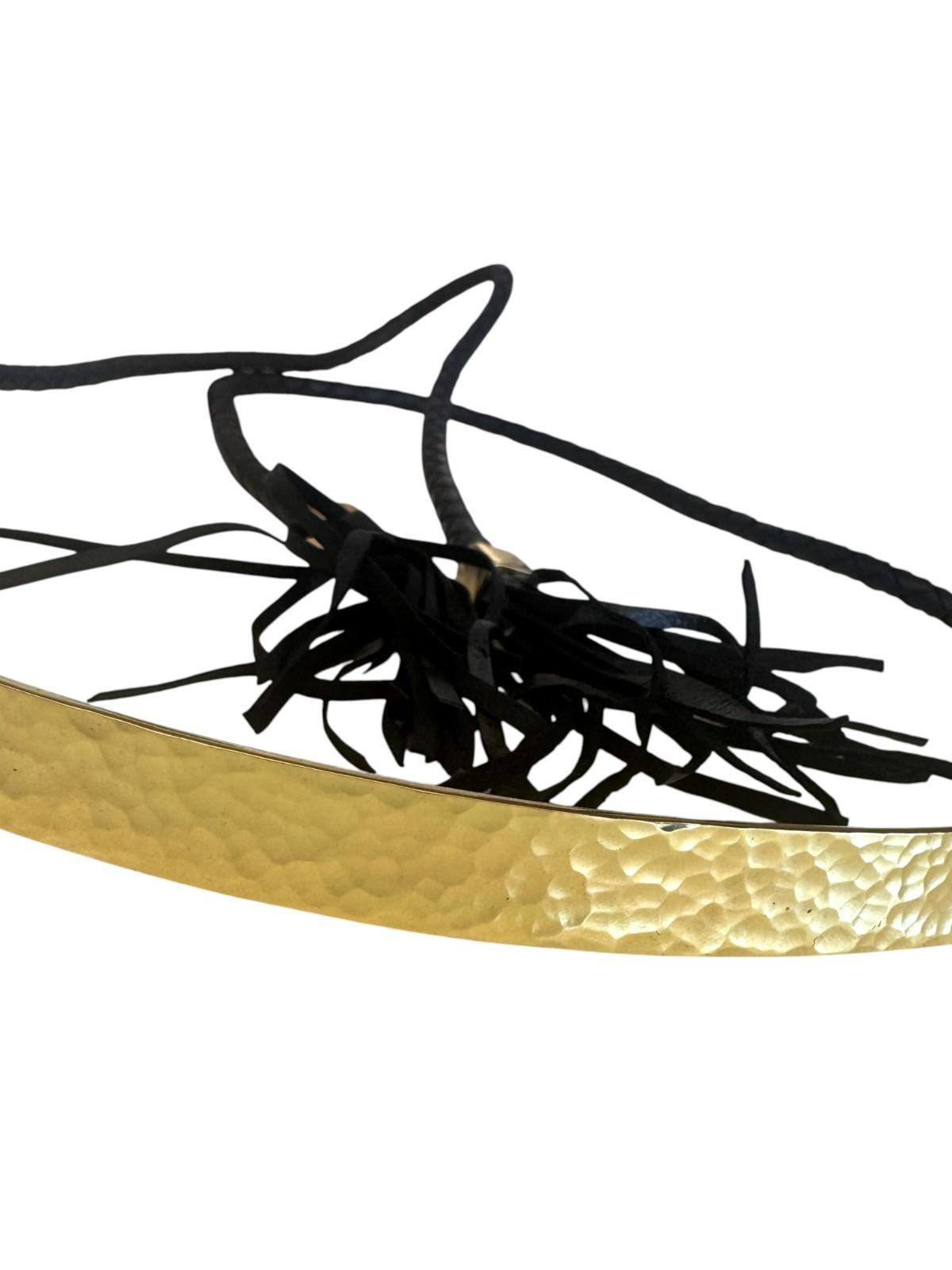 Sass & Bide Hammered Metal Leather Waist Belt | Sz M/L, Gold/Black, Tassles