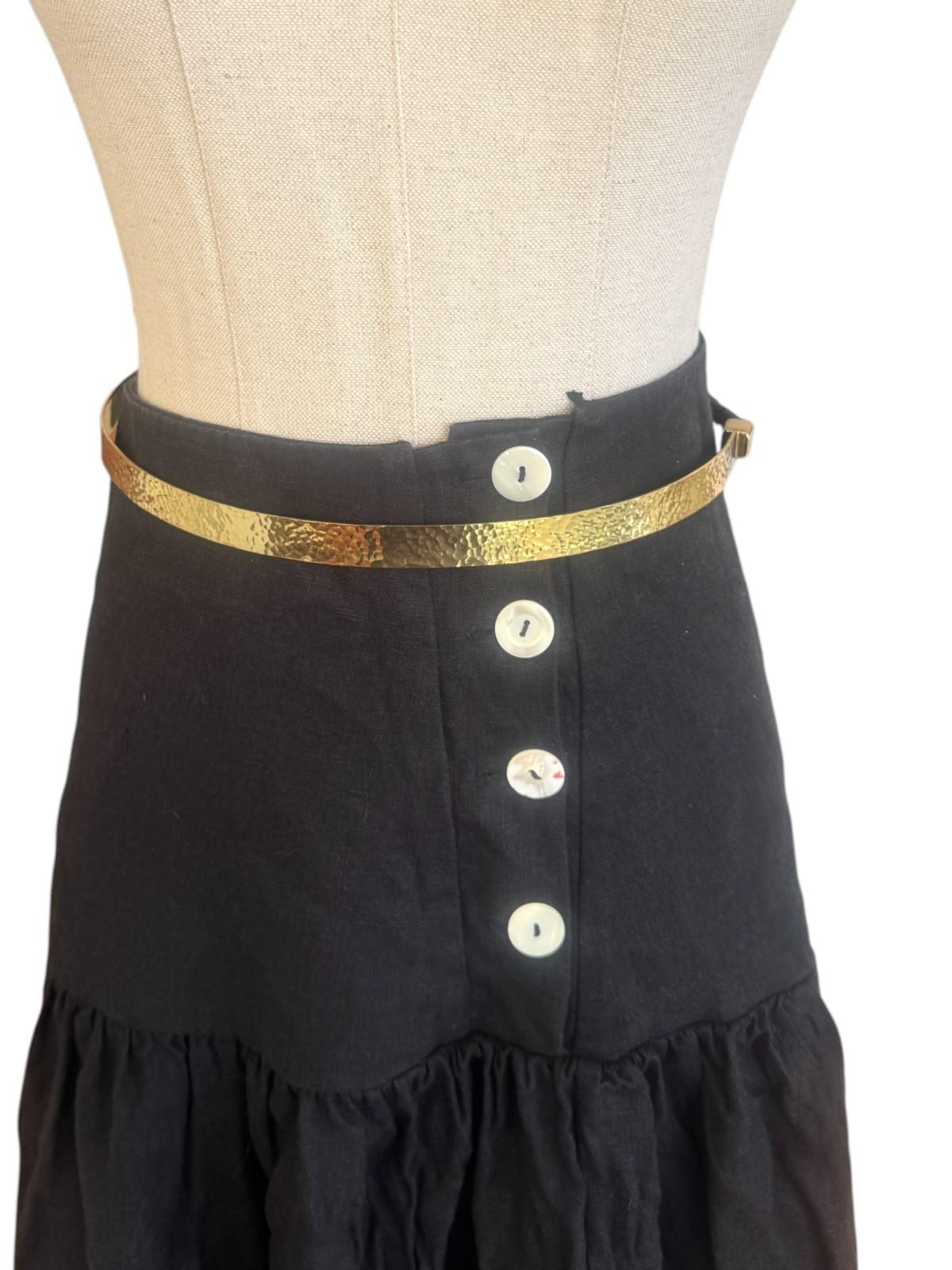 Sass & Bide Hammered Metal Leather Waist Belt | Sz M/L, Gold/Black, Tassles