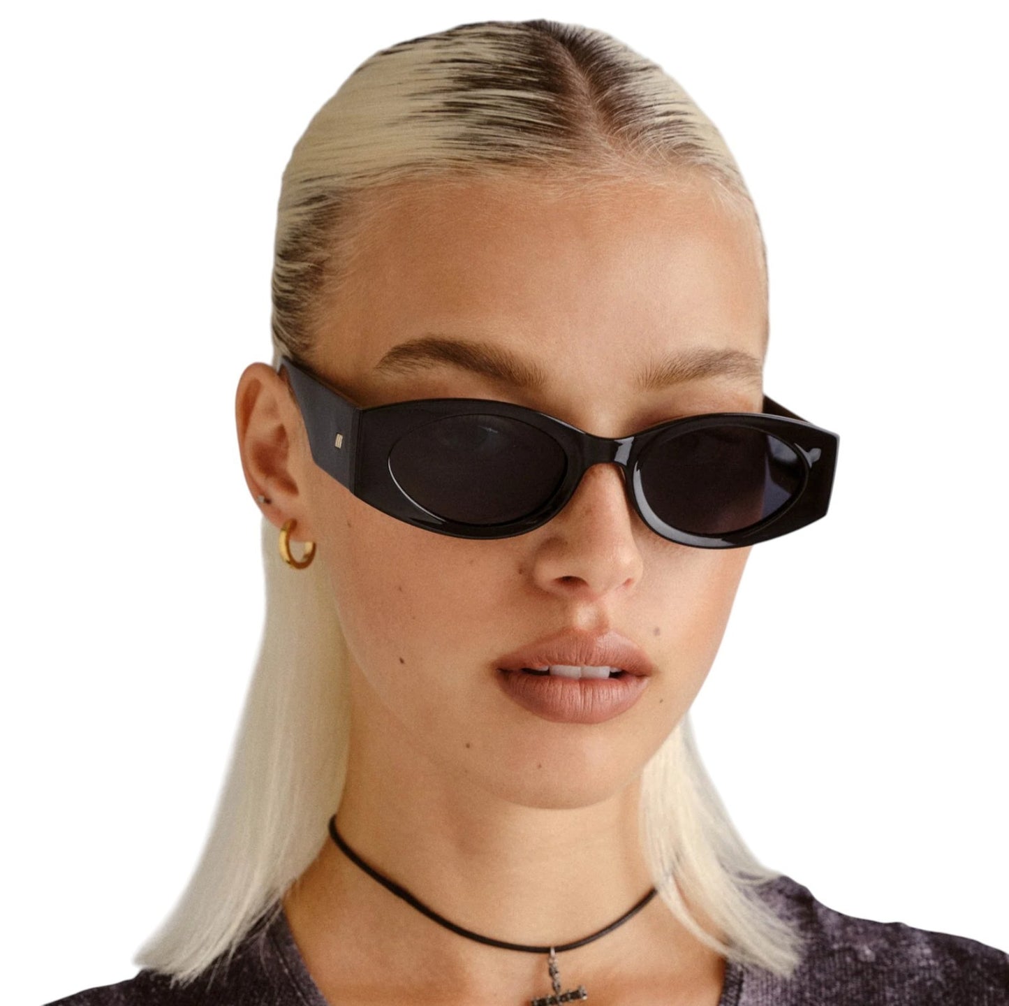 Le Specs Mermaiden Sunglasses | Black, Cat Eye/Oval, Small, Acetate, Plant-Based