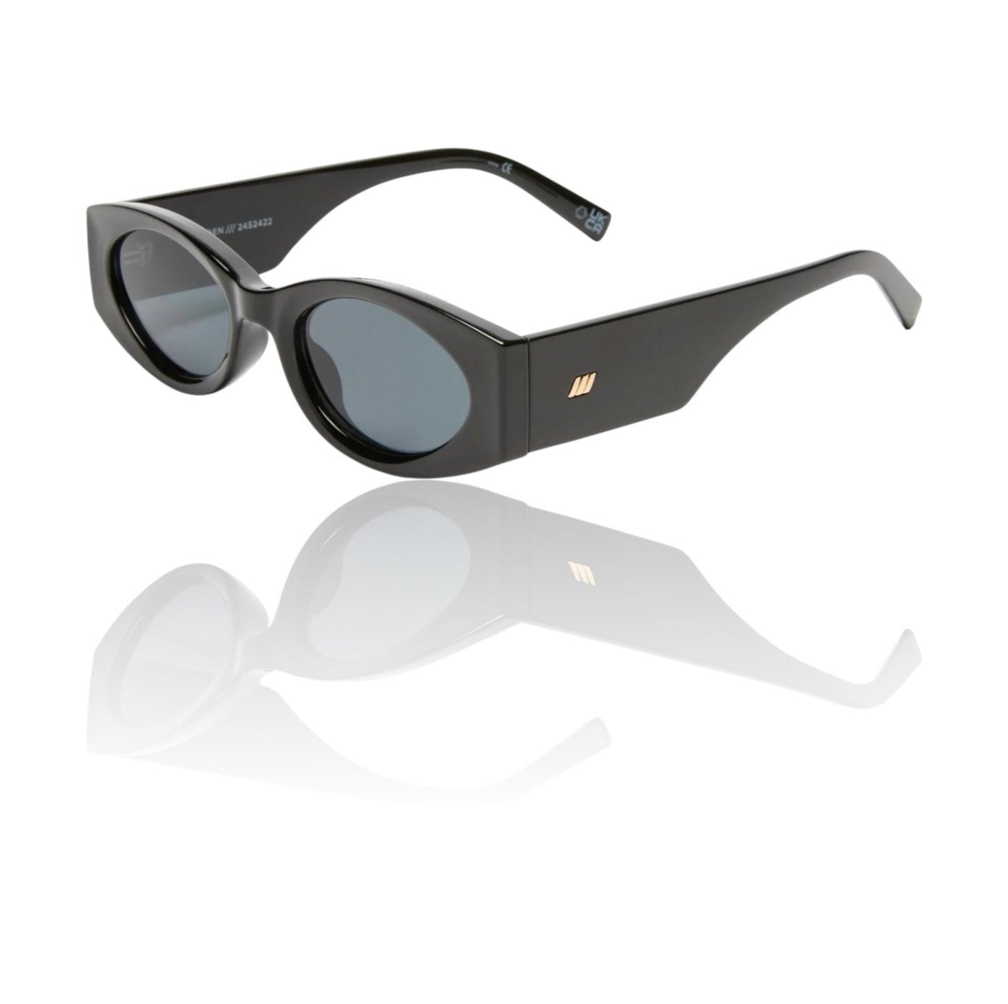 Le Specs Mermaiden Sunglasses | Black, Cat Eye/Oval, Small, Acetate, Plant-Based