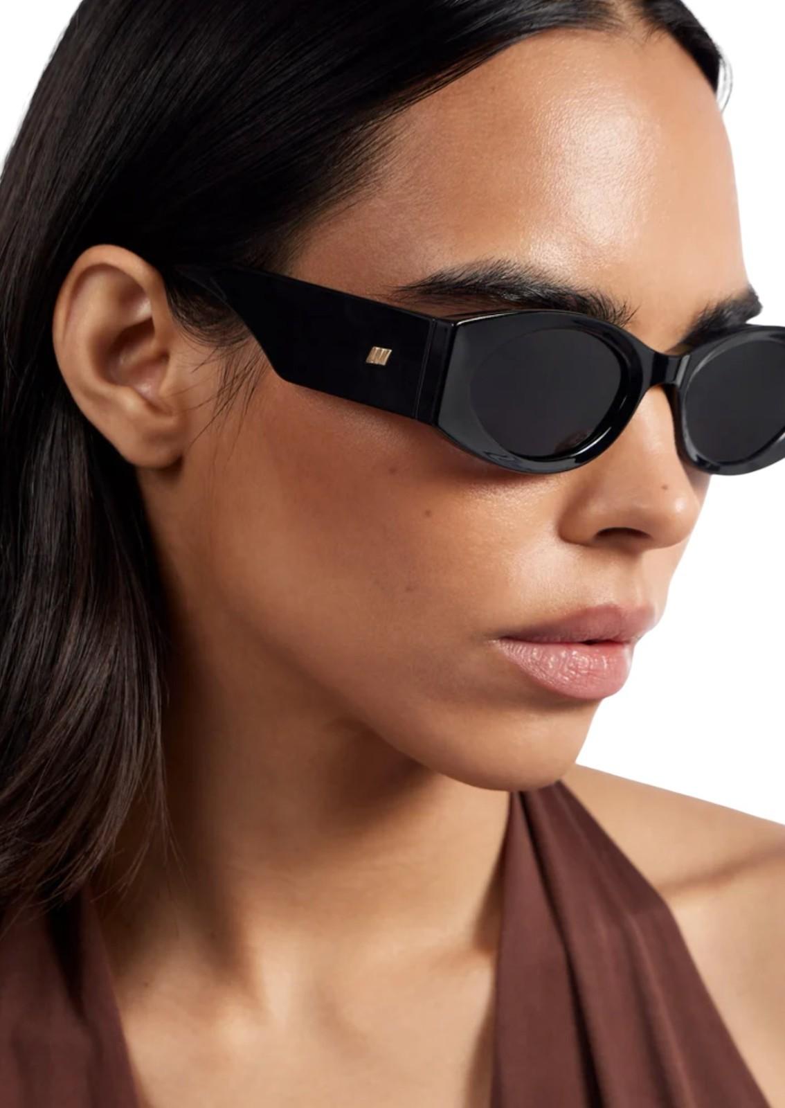 Le Specs Mermaiden Sunglasses | Black, Cat Eye/Oval, Small, Acetate, Plant-Based