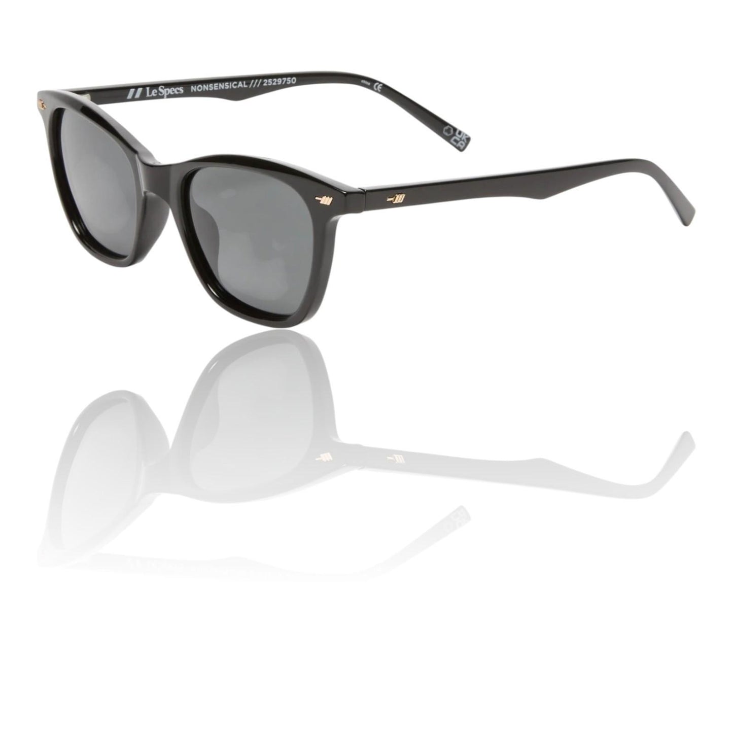Le Specs Nonsensical Unisex Sunglasses | Polarised, Black Acetate, D-Frame Shape
