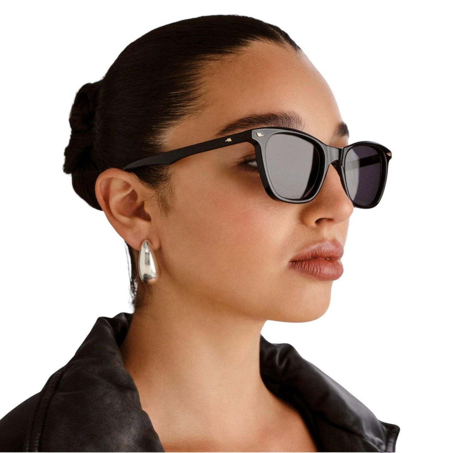 Le Specs Nonsensical Unisex Sunglasses | Polarised, Black Acetate, D-Frame Shape