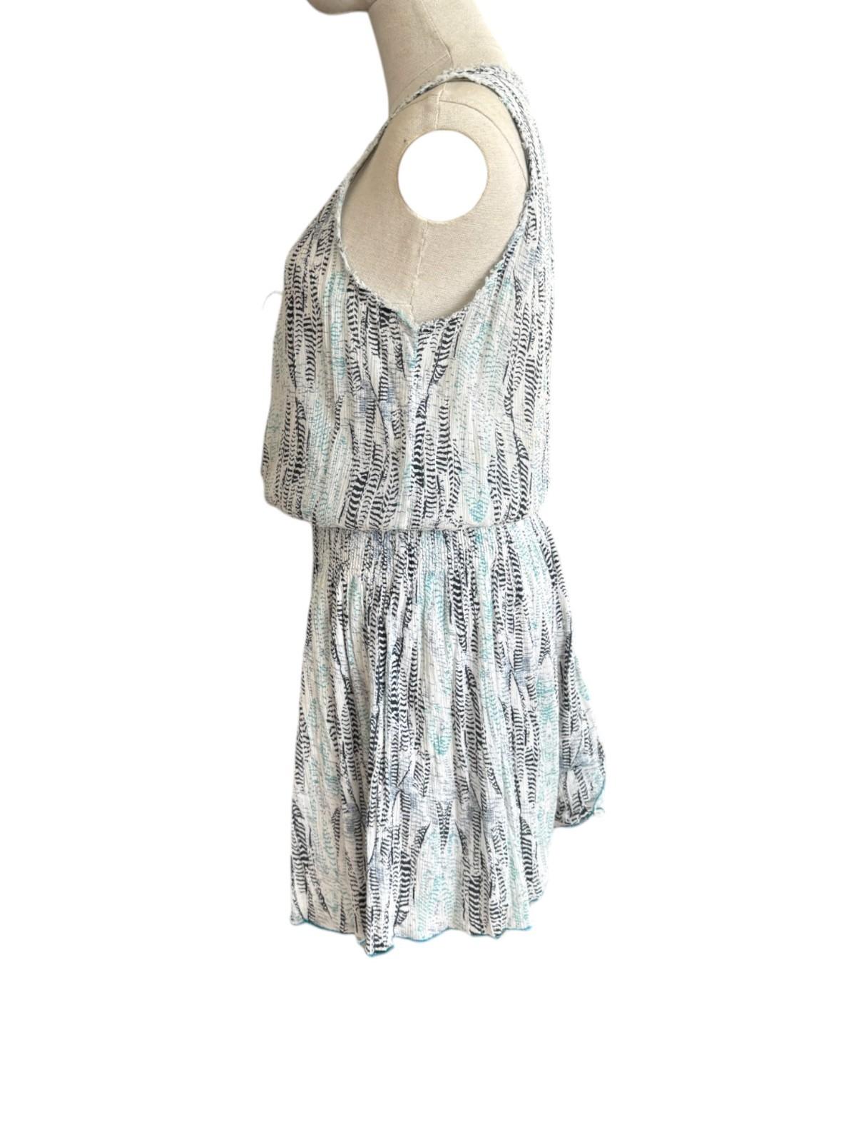 ZADIG & VOLTAIRE Cotton Mini Dress | Sz S, White/Blue/Black Print, Elastic Waist