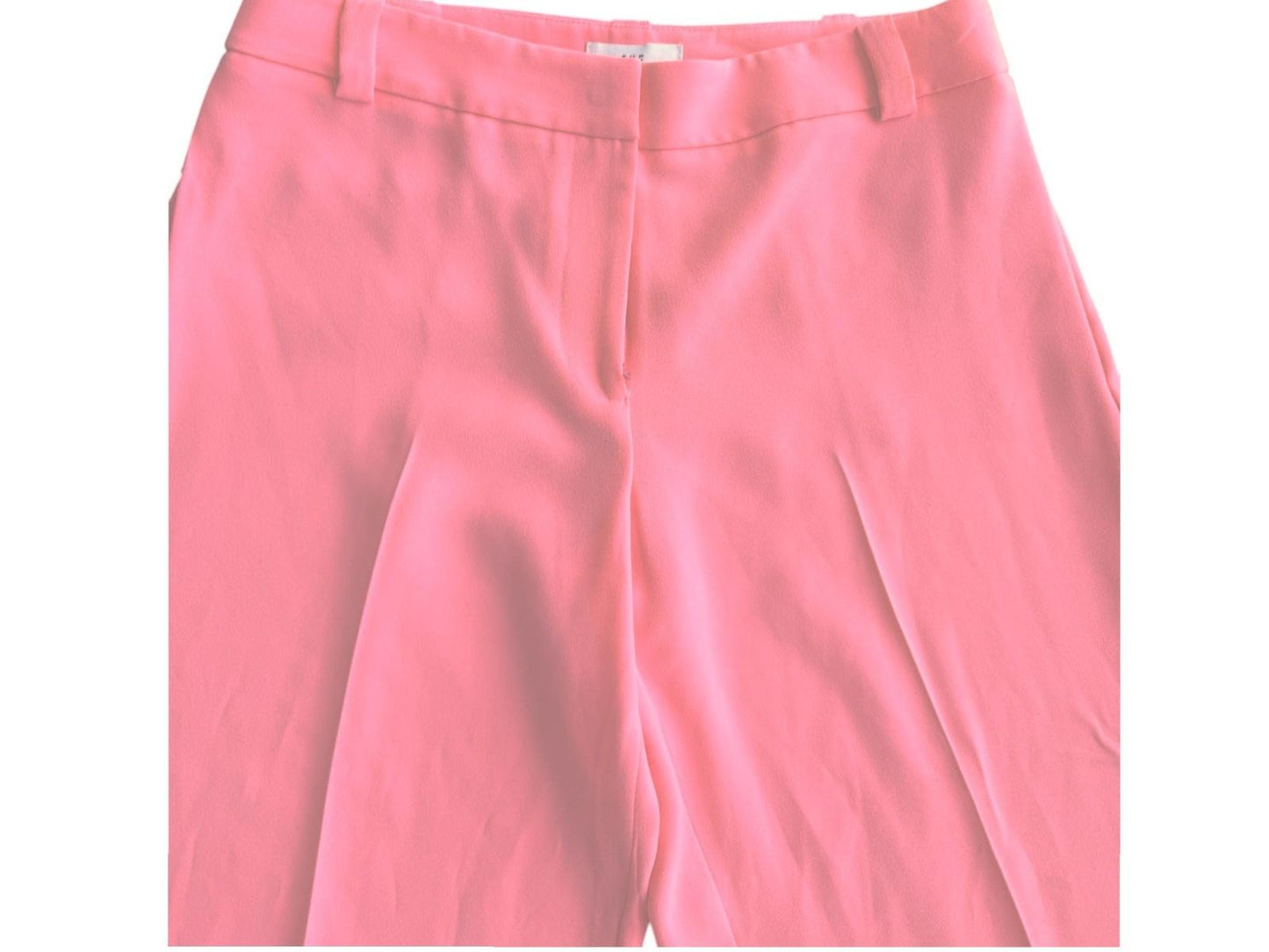 CUE Flat Front Wide Leg Pants/Trousers | Bright Pink, Sz 10, Mid Rise, Belt Loop