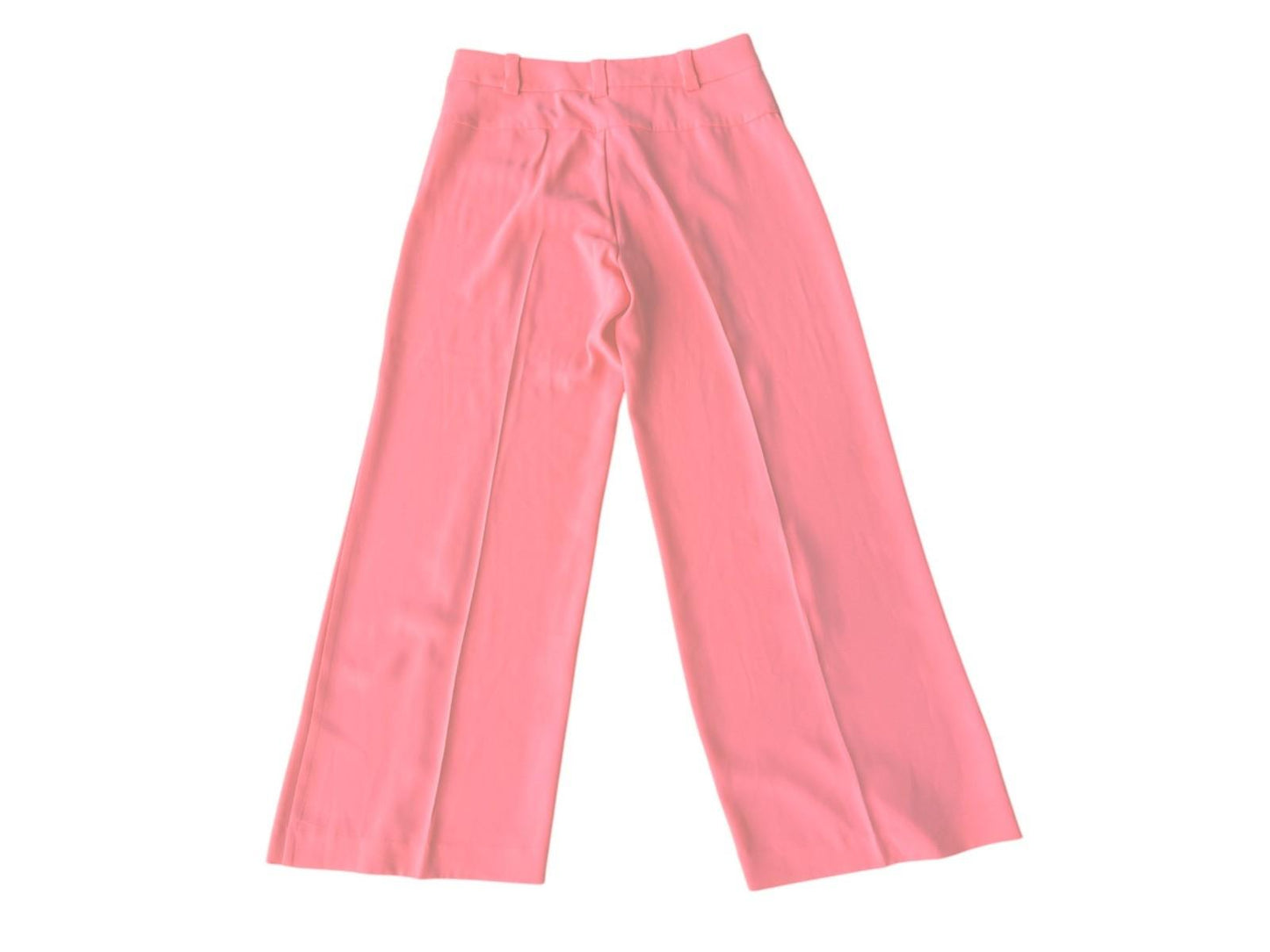 CUE Flat Front Wide Leg Pants/Trousers | Bright Pink, Sz 10, Mid Rise, Belt Loop