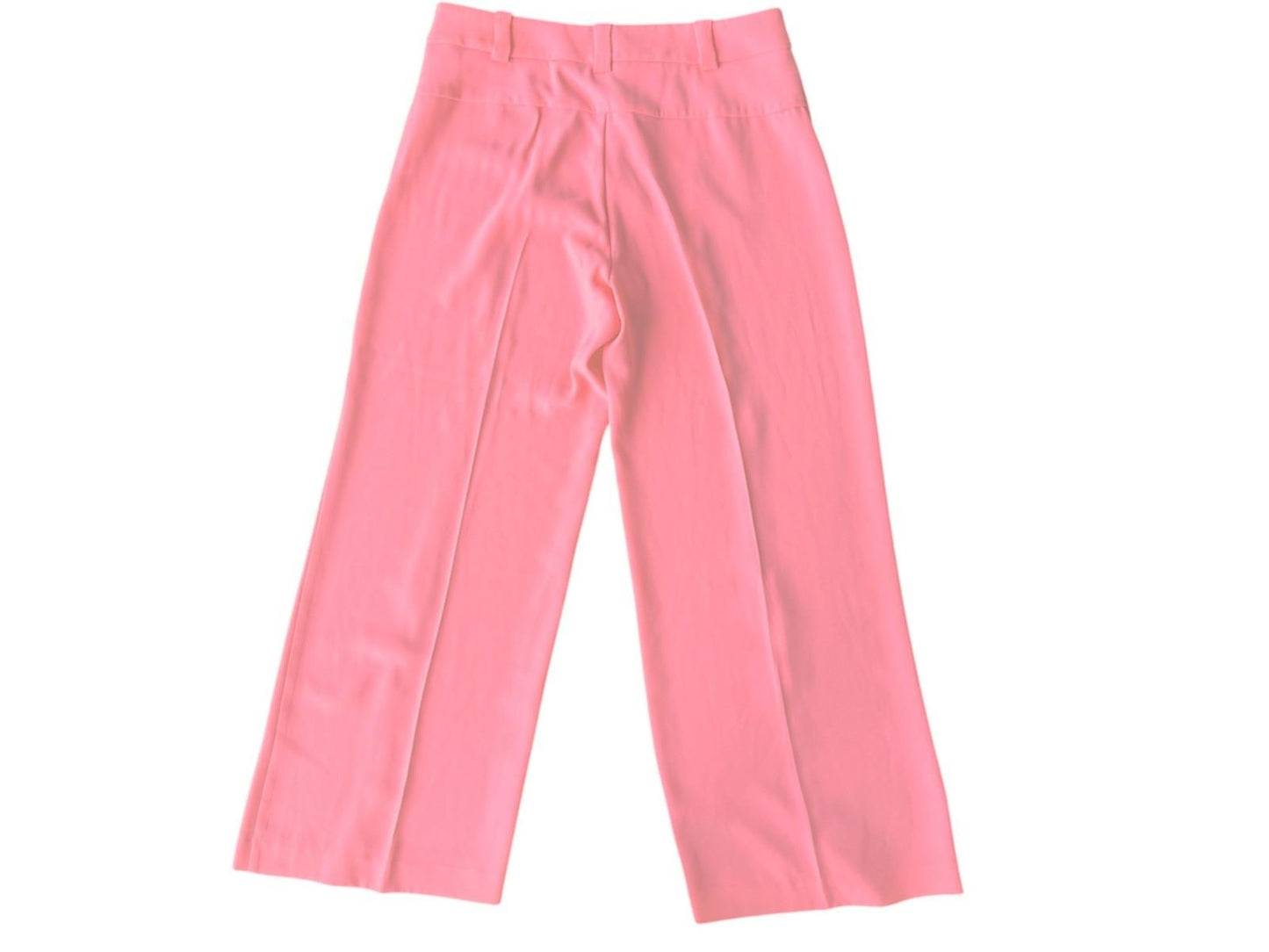CUE Flat Front Wide Leg Pants/Trousers | Bright Pink, Sz 10, Mid Rise, Belt Loop