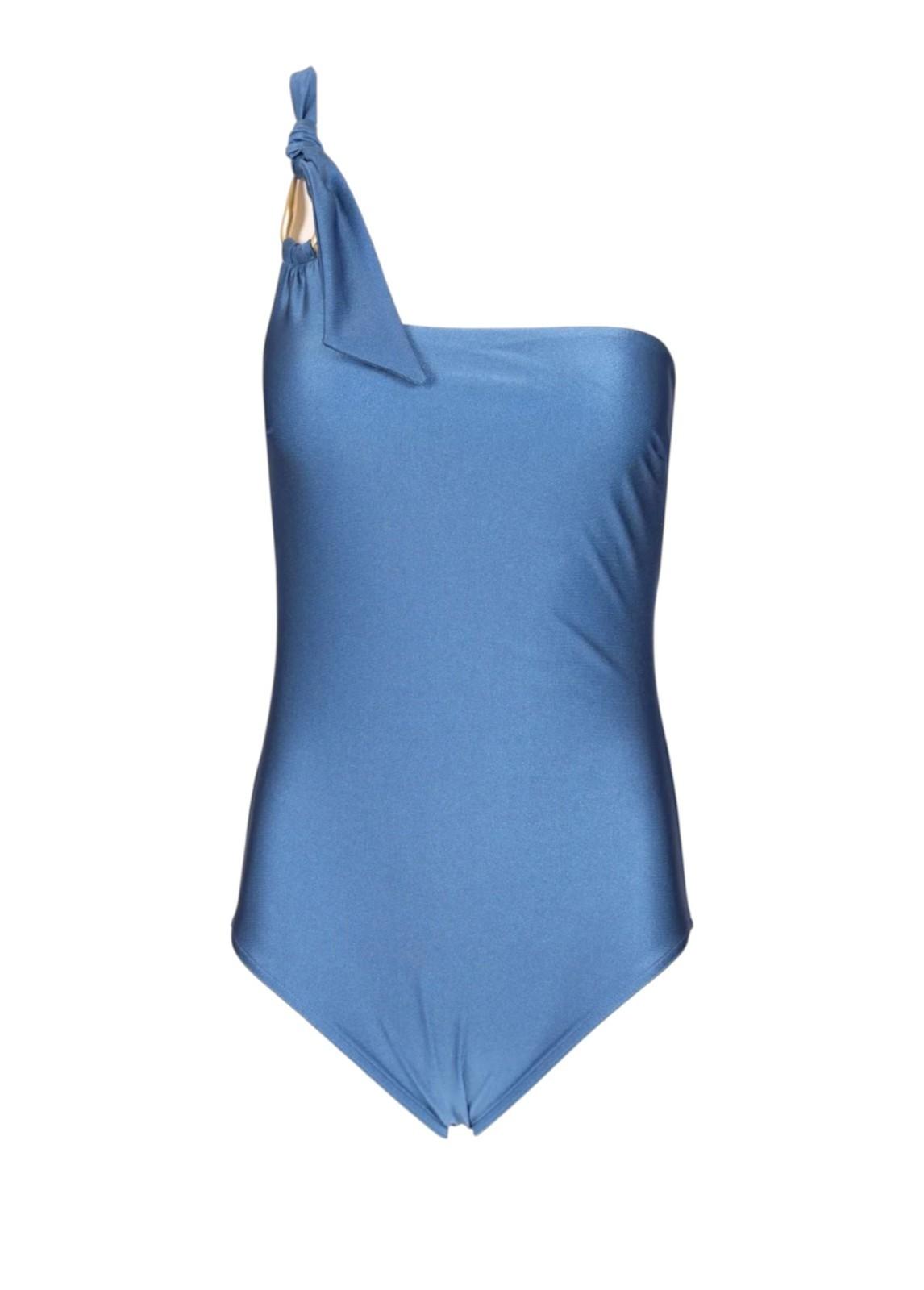 Zimmermann Ascension Trim One Piece | Blue, One Shoulder, Gold Hardware Detail