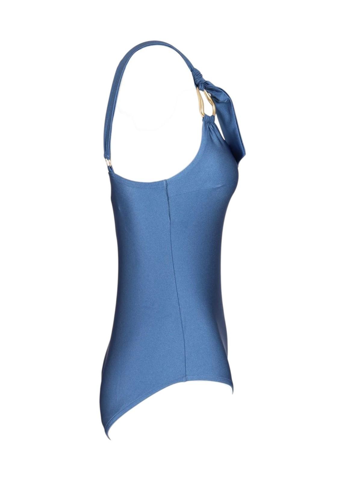 Zimmermann Ascension Trim One Piece | Blue, One Shoulder, Gold Hardware Detail