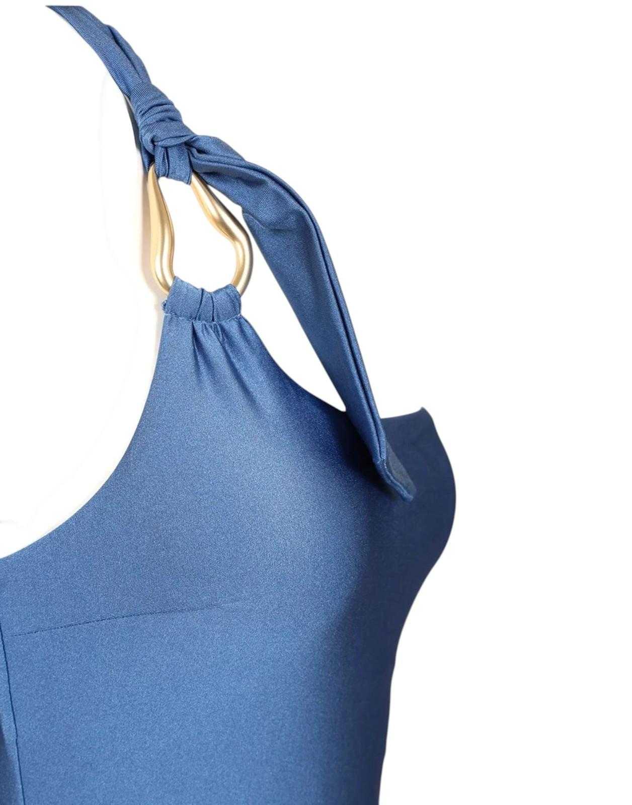 Zimmermann Ascension Trim One Piece | Blue, One Shoulder, Gold Hardware Detail