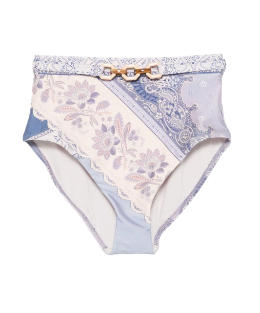 Zimmermann Lucky High Waist Pant | Blue Bandana, Waist link Belt, Full Coverage