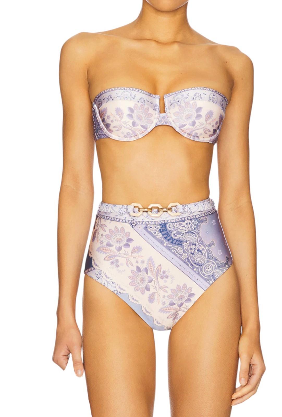 Zimmermann Lucky High Waist Pant | Blue Bandana, Waist link Belt, Full Coverage