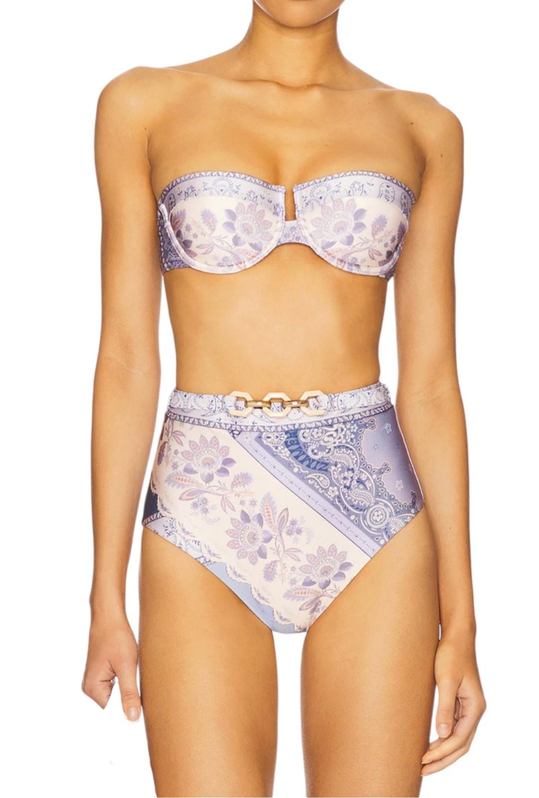Zimmermann Lucky High Waist Pant | Blue Bandana, Waist link Belt, Full Coverage