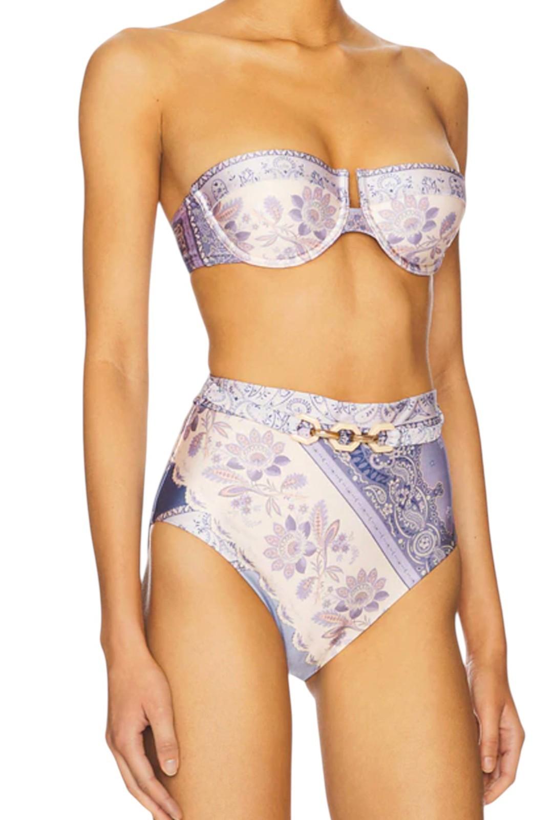 Zimmermann Lucky High Waist Pant | Blue Bandana, Waist link Belt, Full Coverage