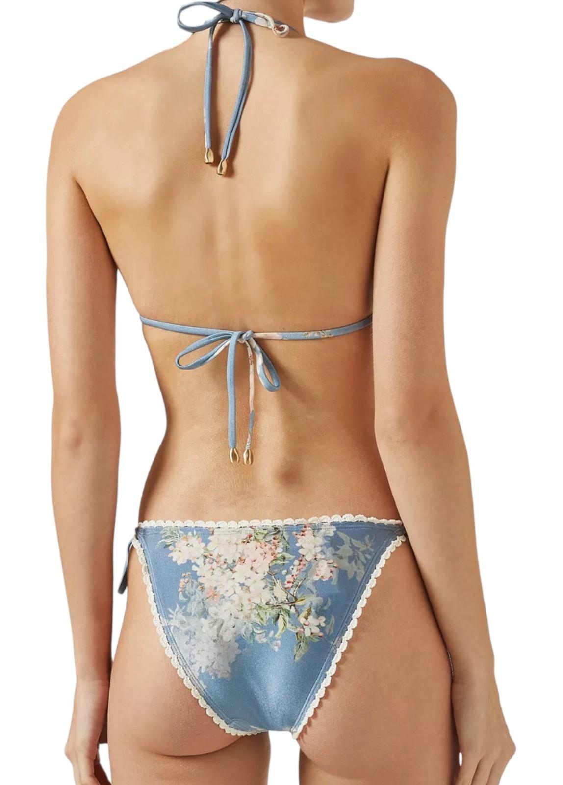Zimmermann Cascadian Crochet Tri Bikini | Blue/White, Tie, Low Rise, Triangle