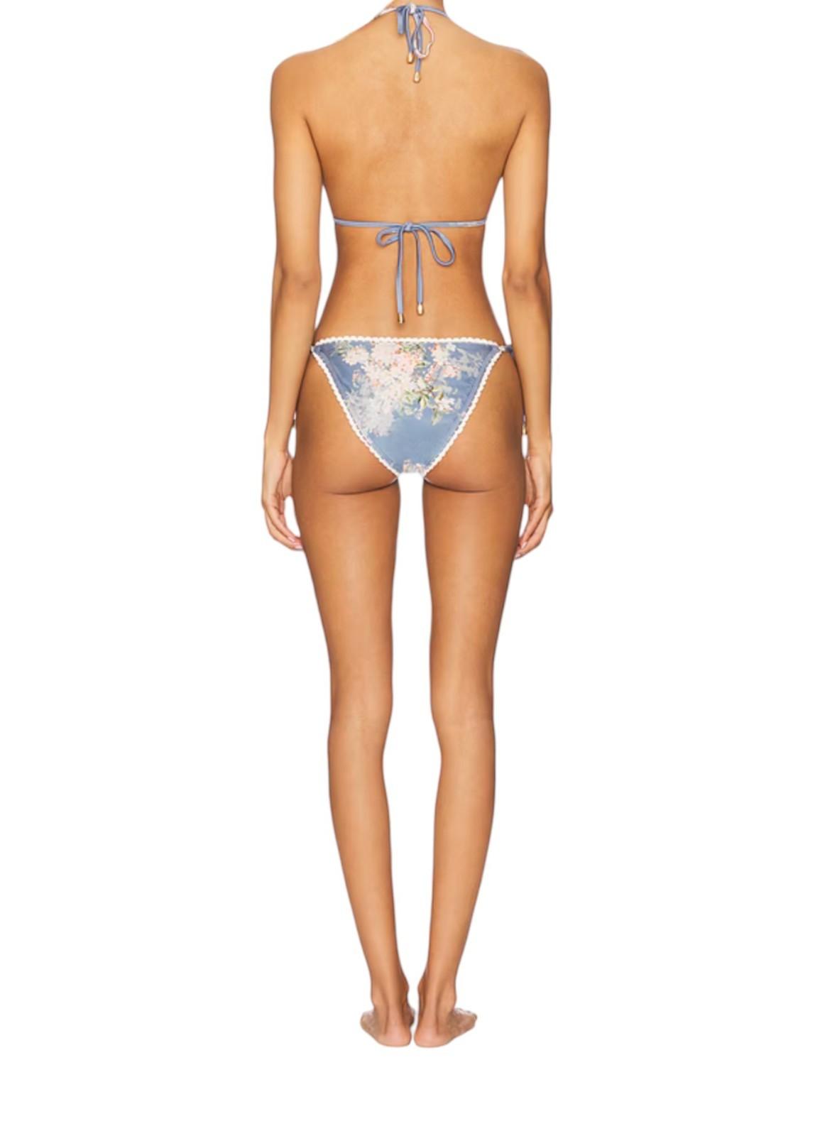 Zimmermann Cascadian Crochet Tri Bikini | Blue/White, Tie, Low Rise, Triangle