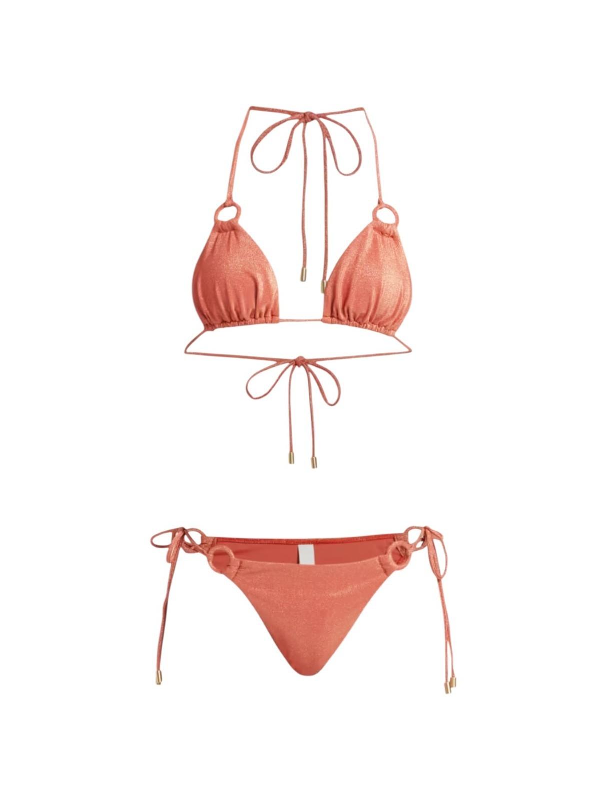 Zimmermann Tallow Metallic Ring Bikini | Lurex/Burnt Orange, Triangle, Low Rise
