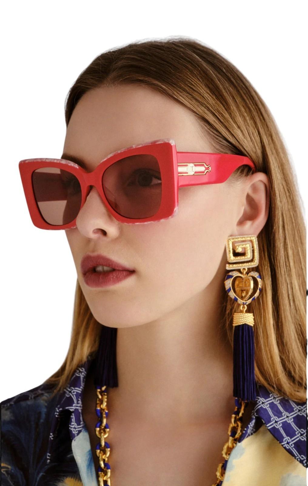 Camilla Where's My Valet Sunglasses | Poppy Red/Ivory Marble Oversized, Cats Eye