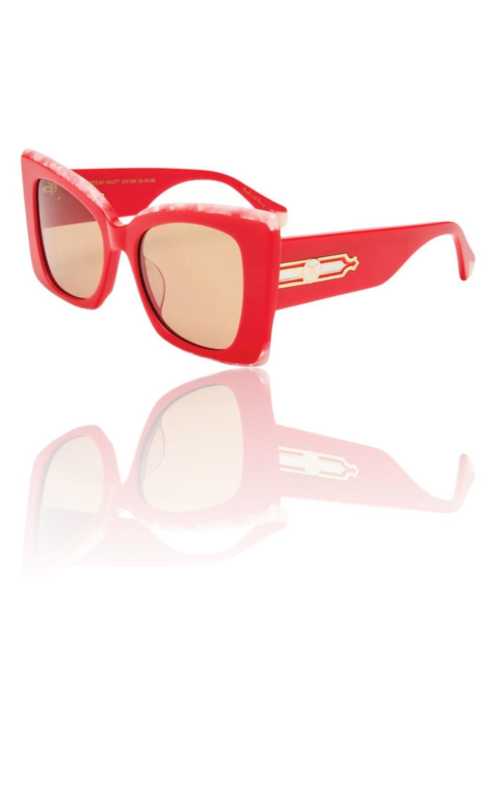 Camilla Where's My Valet Sunglasses | Poppy Red/Ivory Marble Oversized, Cats Eye