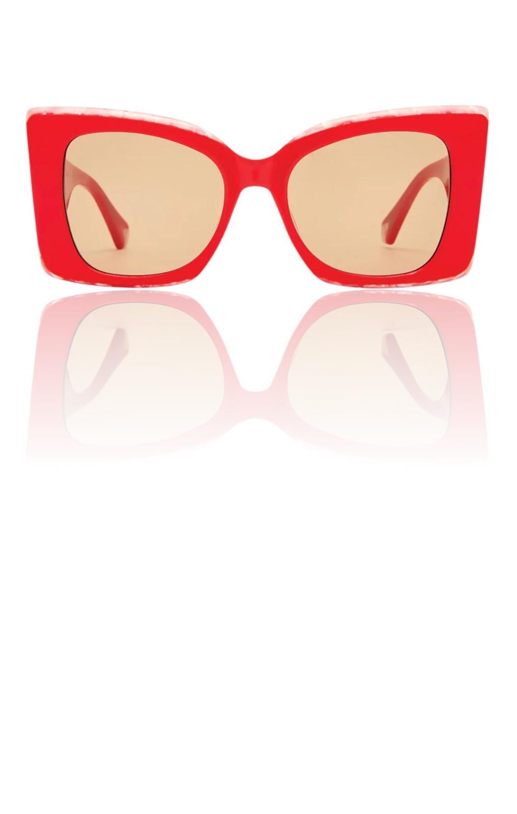 Camilla Where's My Valet Sunglasses | Poppy Red/Ivory Marble Oversized, Cats Eye