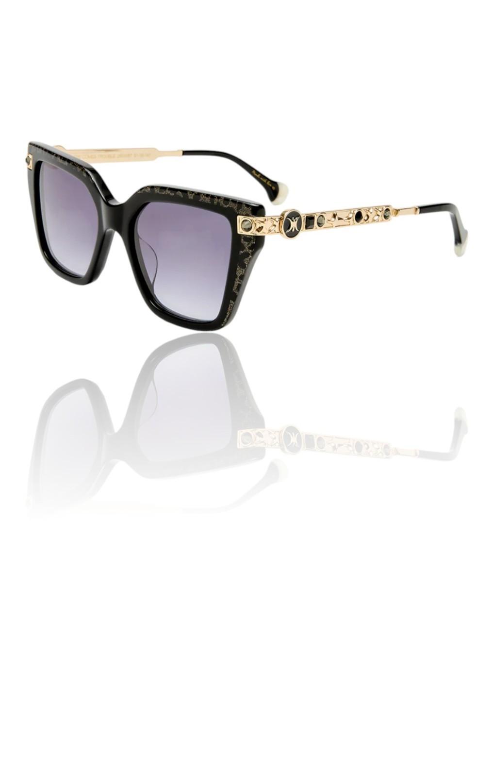 Camilla Here Comes Trouble Sunglasses | Black/Gold Glitter, Acetate, Cats Eye