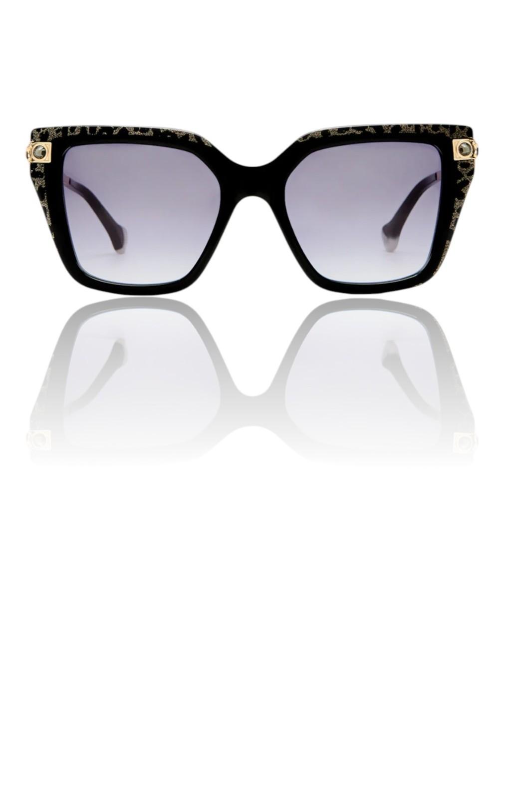 Camilla Here Comes Trouble Sunglasses | Black/Gold Glitter, Acetate, Cats Eye