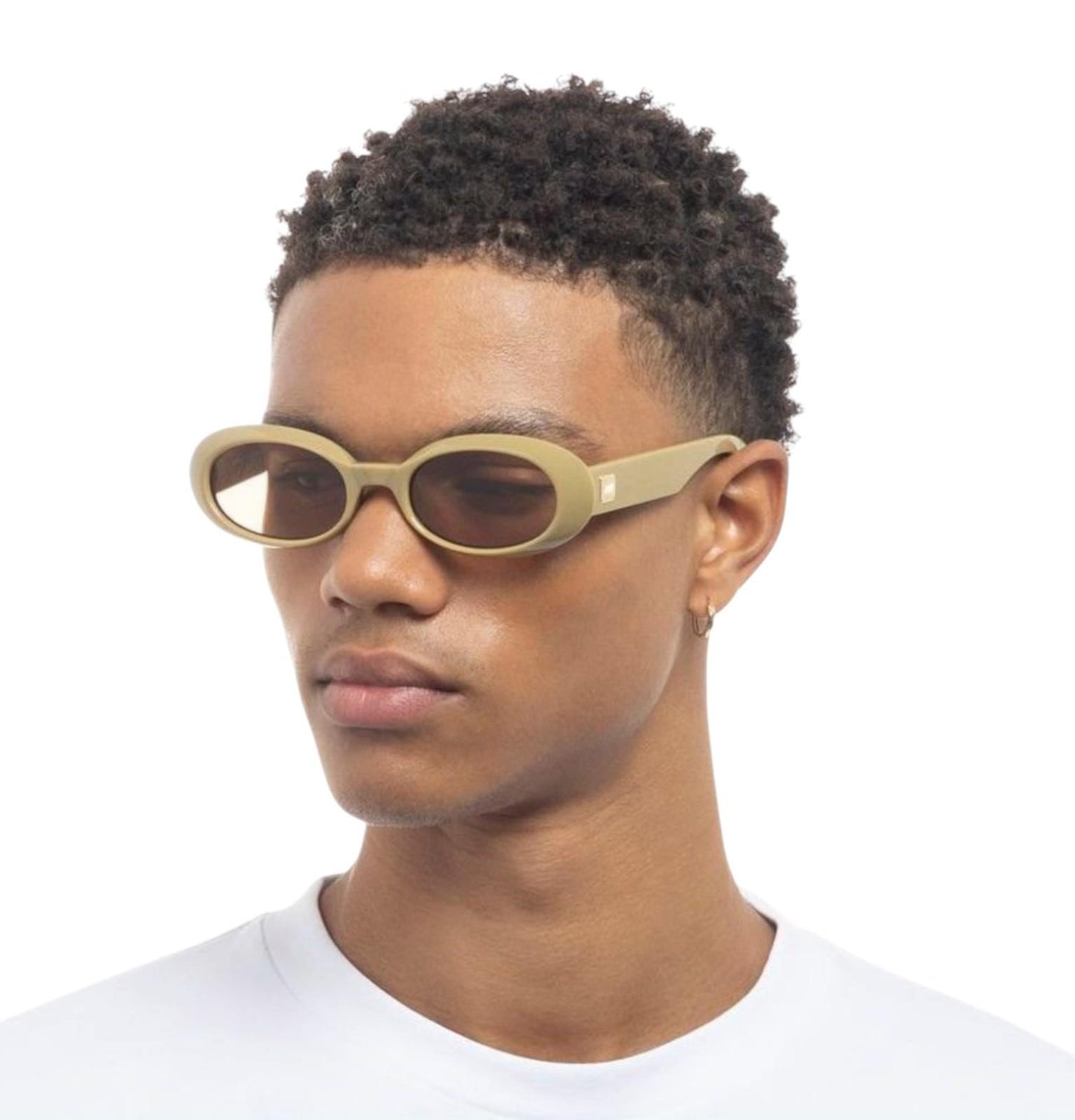 Le Specs Work It Sunglasses | Small Oval, Biscotti/Beige, Brown Lenses, Acetate
