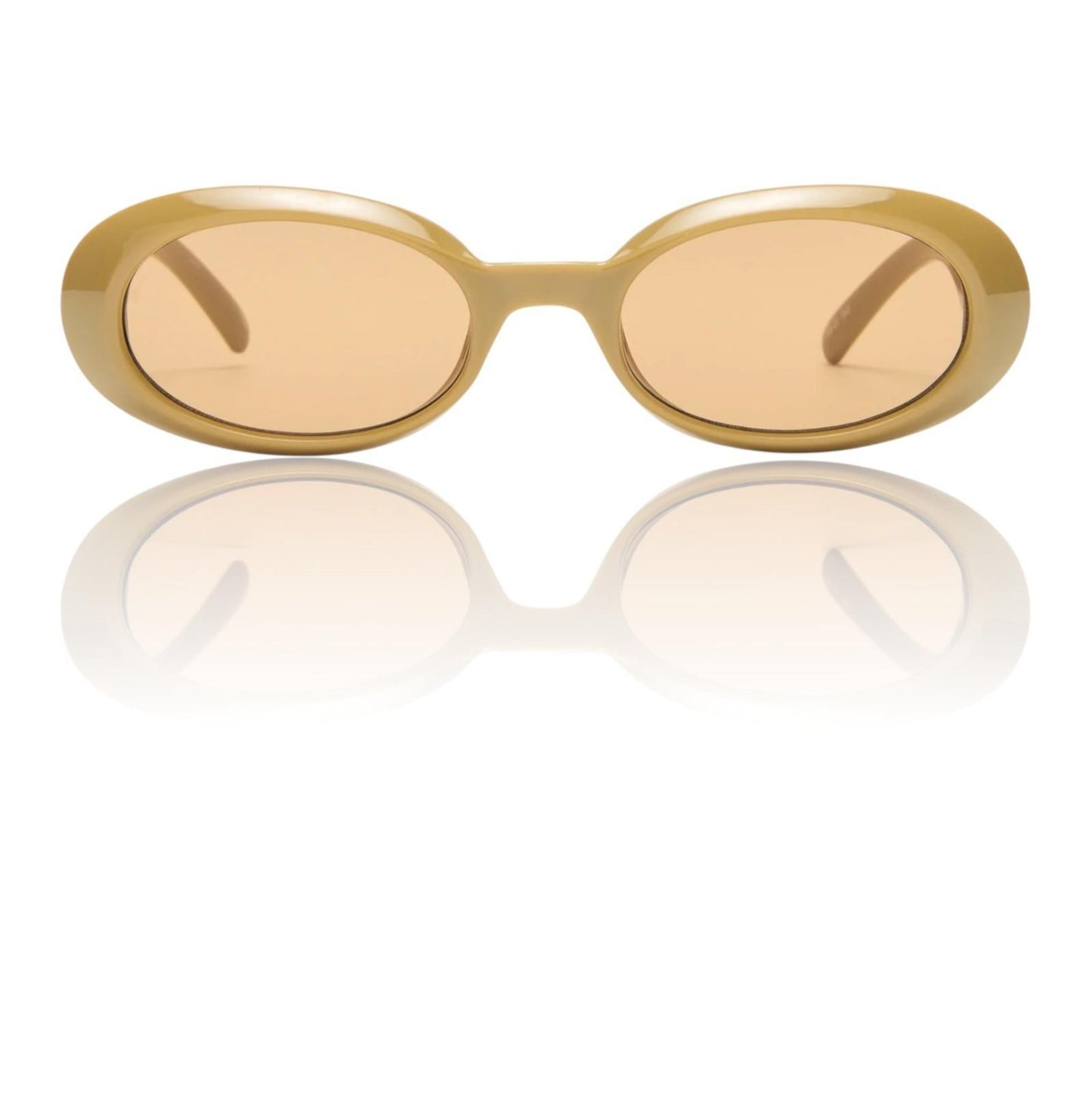 Le Specs Work It Sunglasses | Small Oval, Biscotti/Beige, Brown Lenses, Acetate