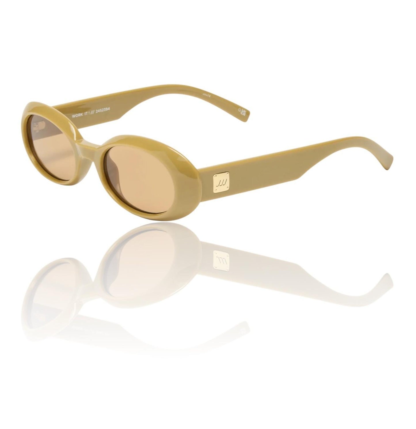 Le Specs Work It Sunglasses | Small Oval, Biscotti/Beige, Brown Lenses, Acetate