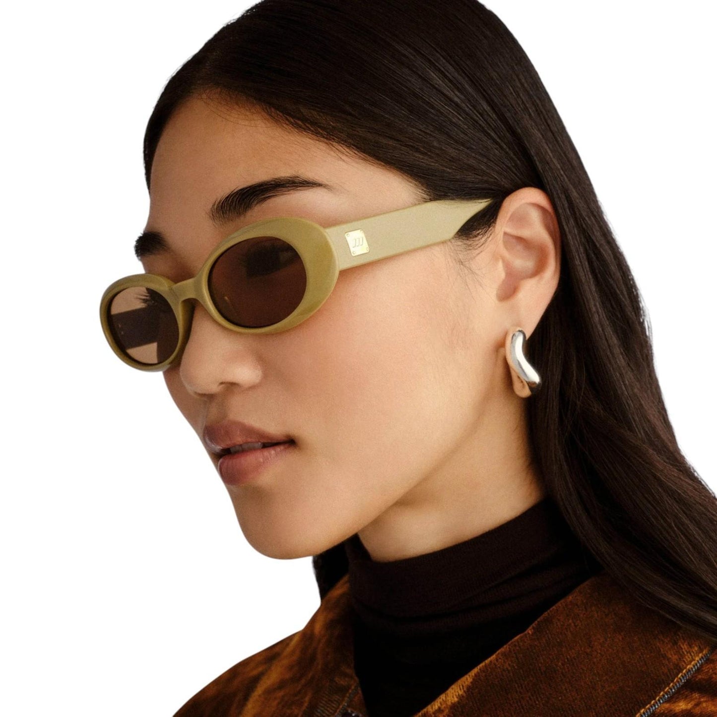 Le Specs Work It Sunglasses | Small Oval, Biscotti/Beige, Brown Lenses, Acetate