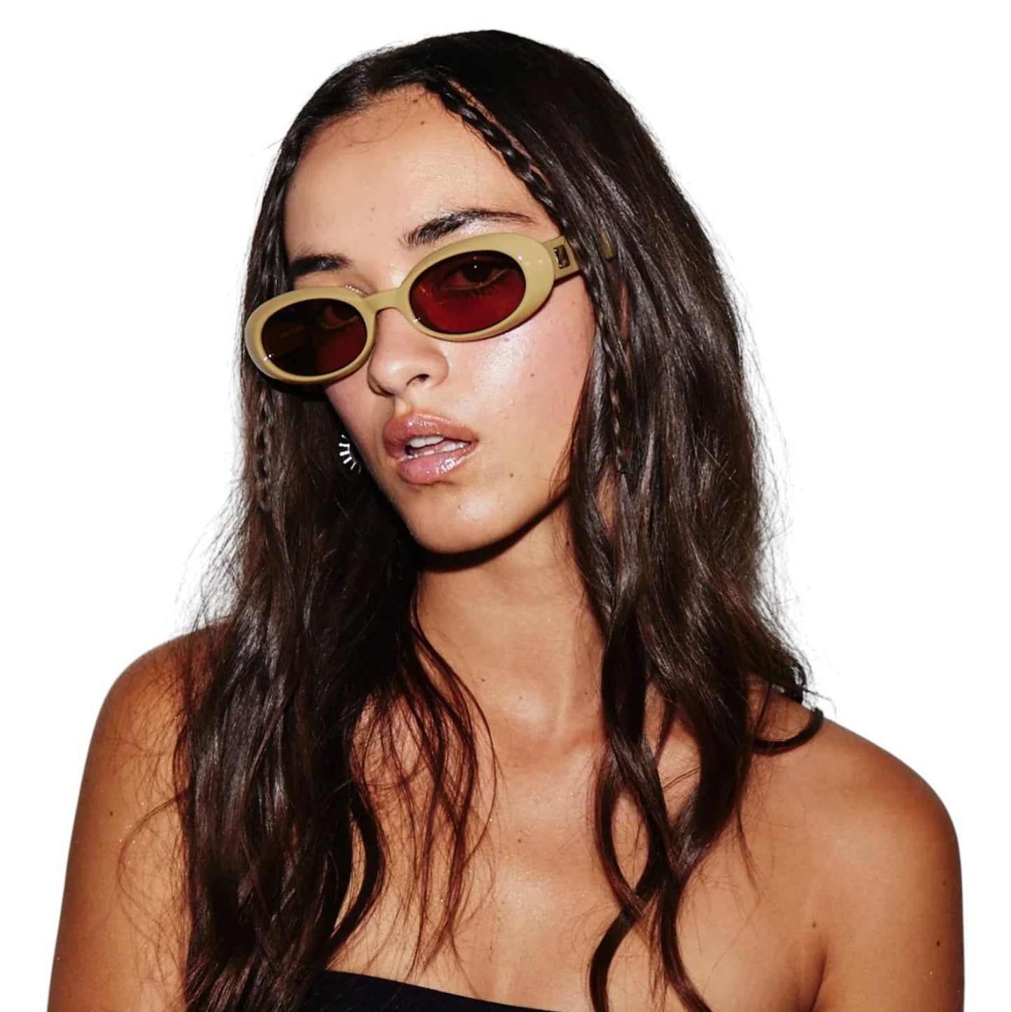 Le Specs Work It Sunglasses | Small Oval, Biscotti/Beige, Brown Lenses, Acetate