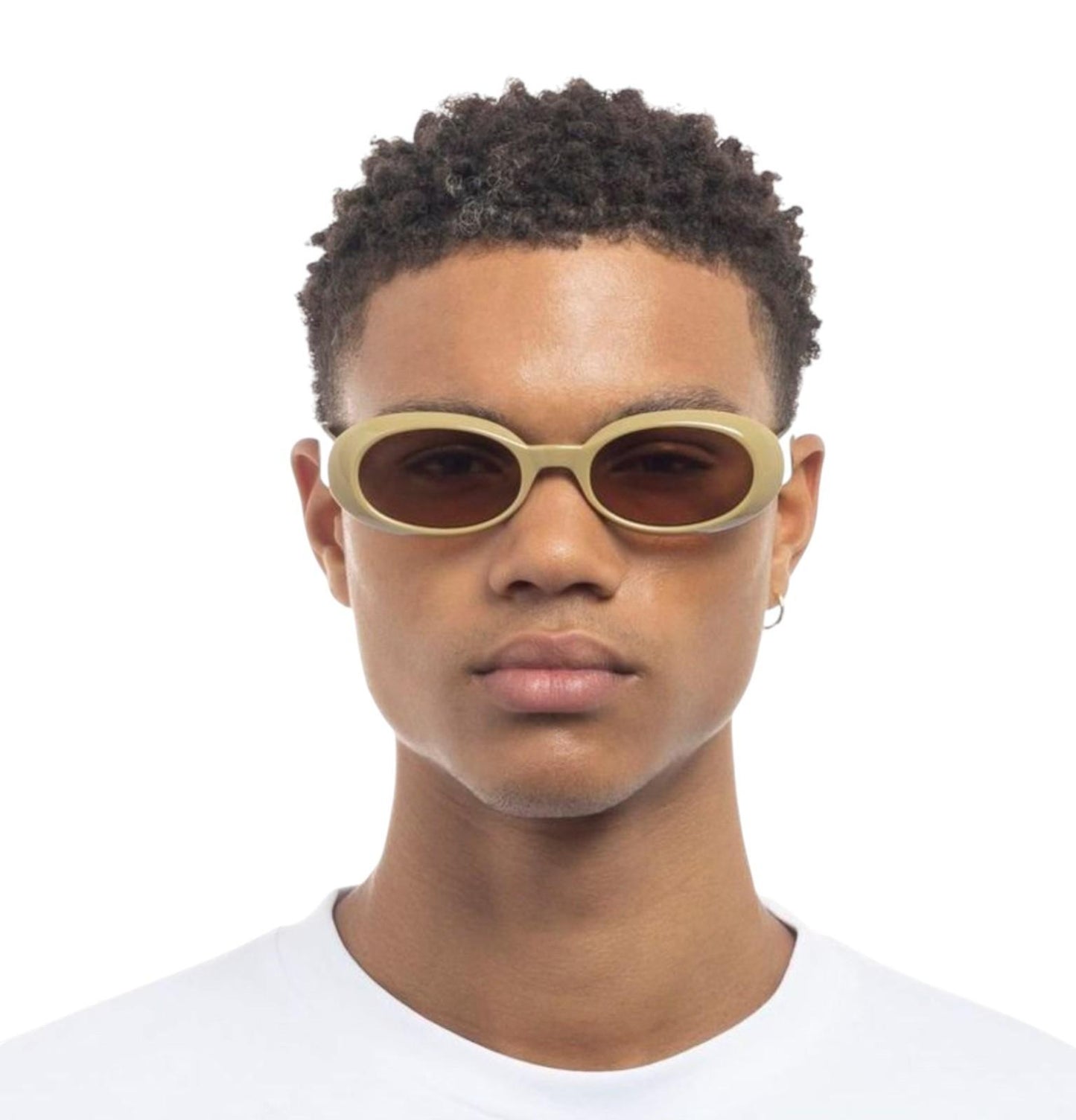 Le Specs Work It Sunglasses | Small Oval, Biscotti/Beige, Brown Lenses, Acetate