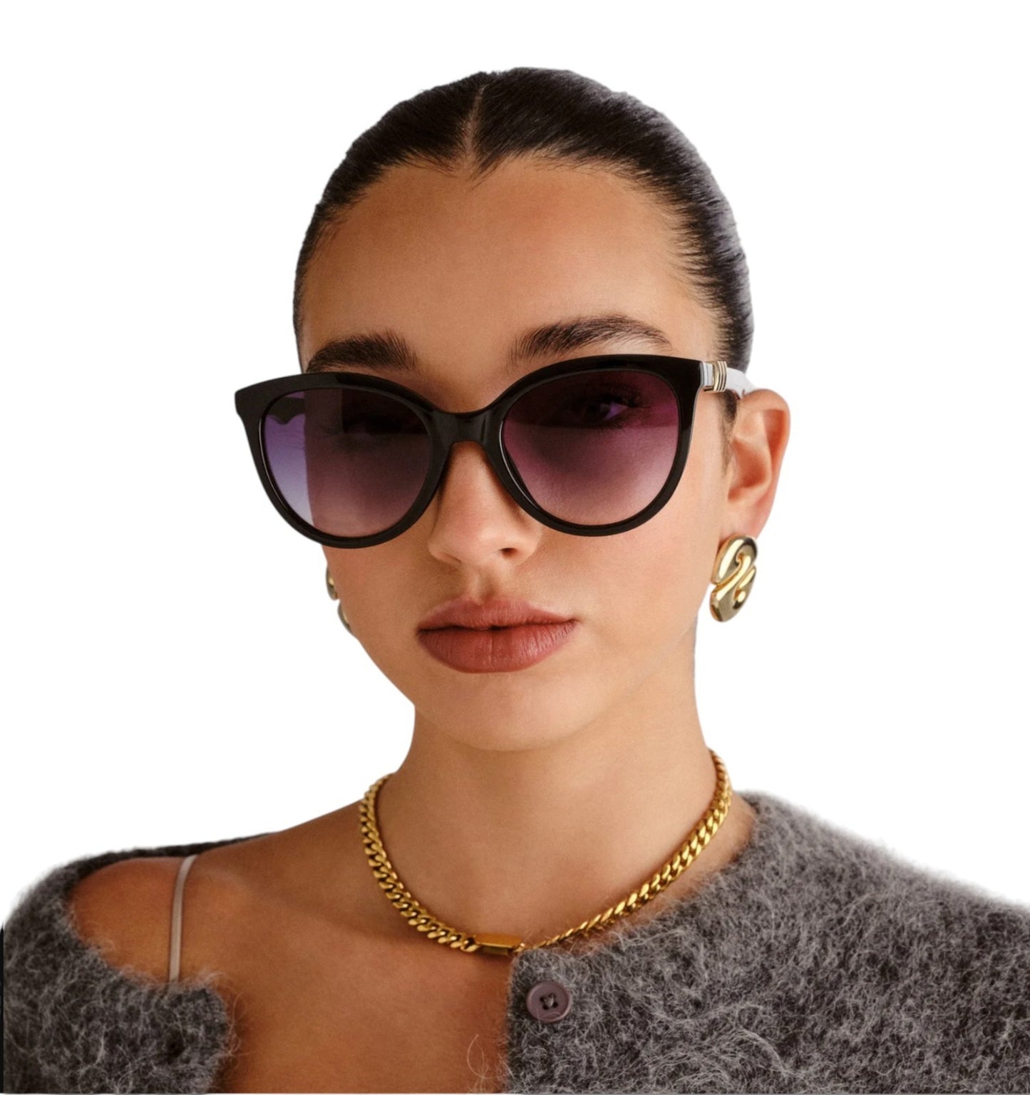 Le Specs The Muse Sunglasses | Black, Gradient Lenses,  Oversized, Round/Cat Eye