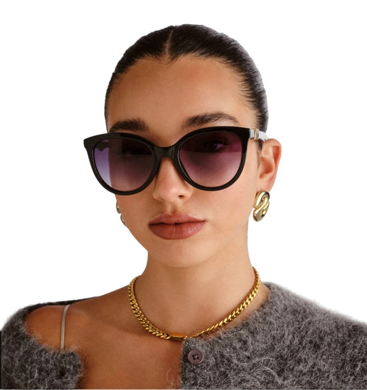 Le Specs The Muse Sunglasses | Black, Gradient Lenses,  Oversized, Round/Cat Eye