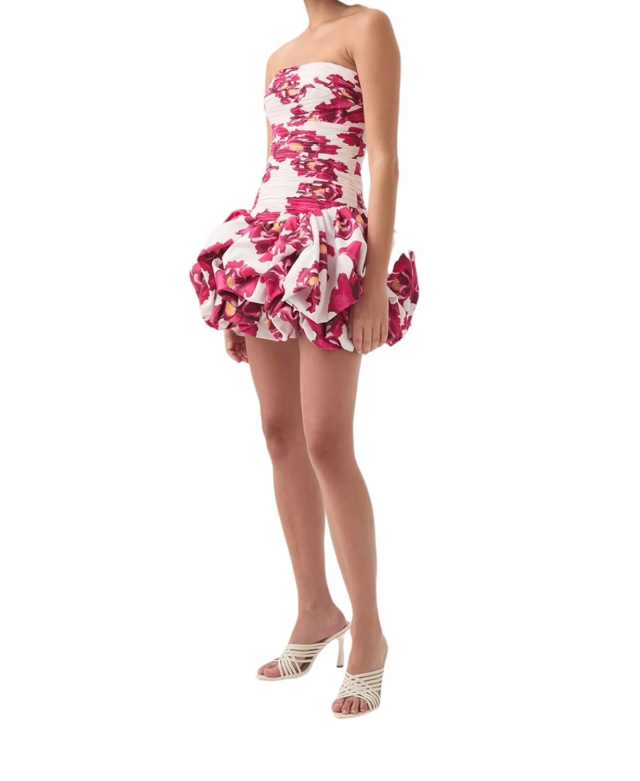 Aje Violette Bubble Hem Mini Dress | Boldly Blooming Floral, Ruched, Strapless
