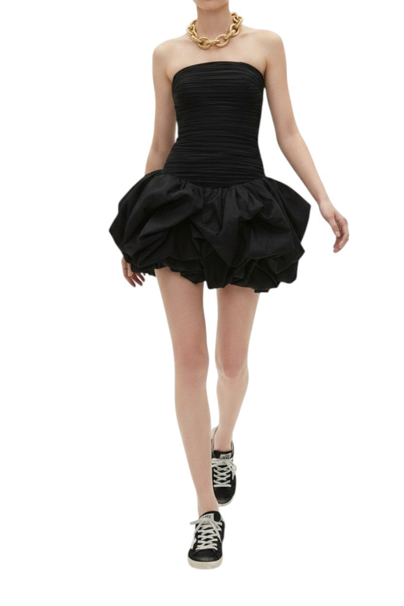 Aje Violette Bubble Hem Mini Dress | Black, Ruched, Strapless, LBD, Cocktail