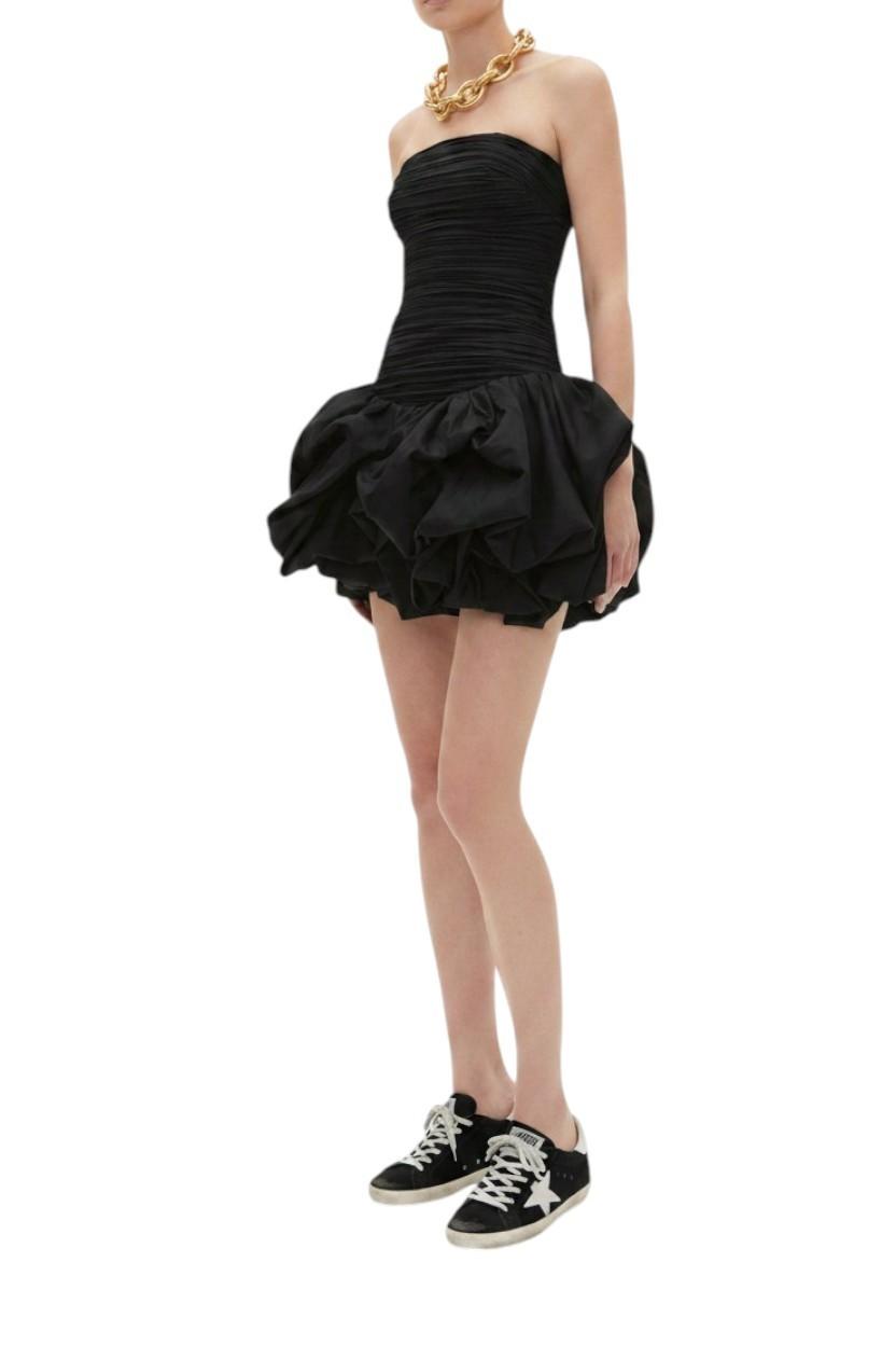 Aje Violette Bubble Hem Mini Dress | Black, Ruched, Strapless, LBD, Cocktail