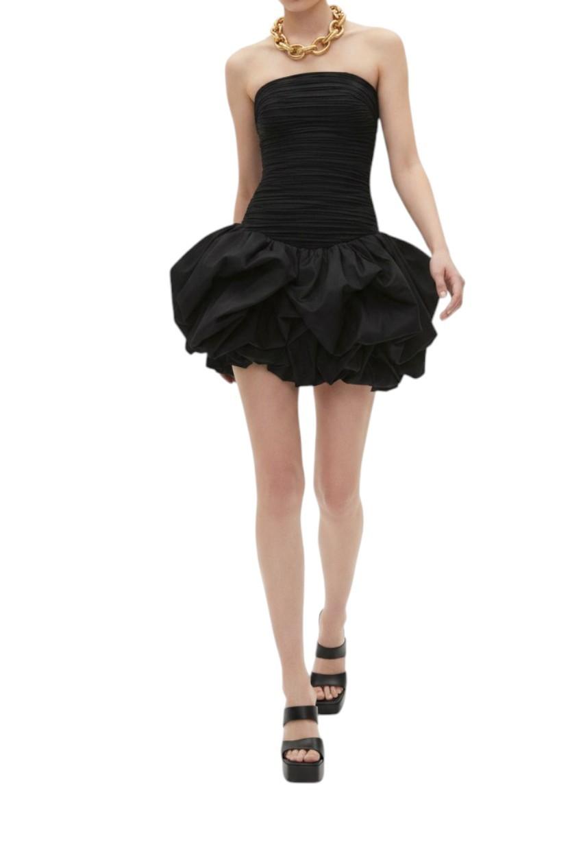 Aje Violette Bubble Hem Mini Dress | Black, Ruched, Strapless, LBD, Cocktail